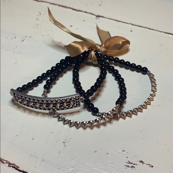 Jewelry - Set of 3 spiked beaded bracelets